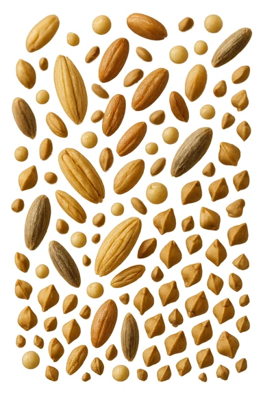 Avena, orzo, farro, segale, quinoa, grano saraceno FLUTTUANO IN ARIA, IPERREALISTICO 4K sticker