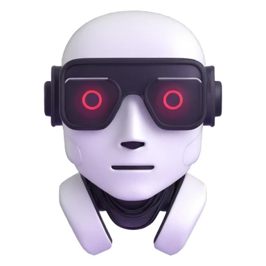 White robot with cyberpunk glasses, AI, futuristic sticker