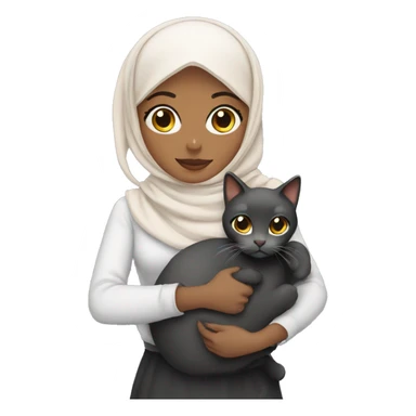 pretty woman with hijab holding a cat sticker
