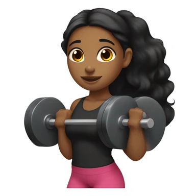 Brown girl with long black hair lifting weights sticker