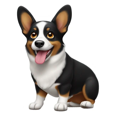 Black corgi dog with tounge out sticker