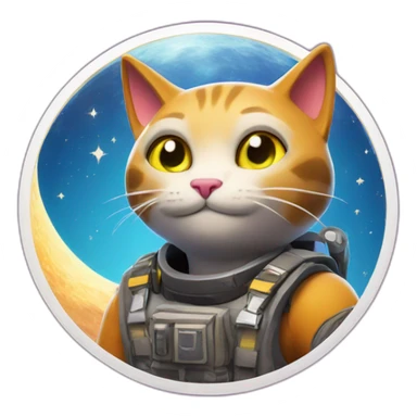 Cat on moon of fortnite sticker