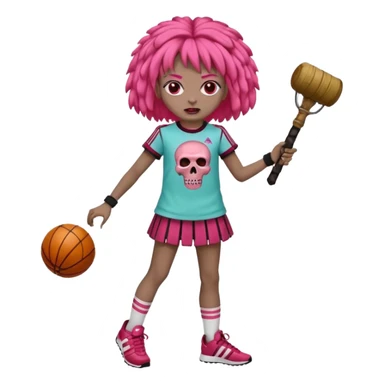 Crie um emoji de uma menina com bochecha gordinha com o cabelo vermelho longo com uma franja reta zumbi casaco de gola alta da adidas sticker