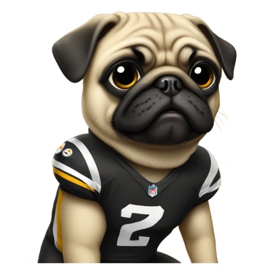 Pug in a Steelers jersey sticker