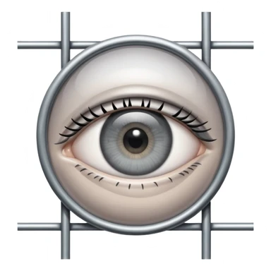 Large eye behind metal bars. sticker