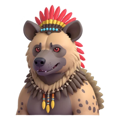 A native strong buff hyena with war bonnet posing  sticker