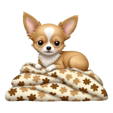 Long haired chihuahua, beige, white chest and socks, sleeping cutely under blanket sticker