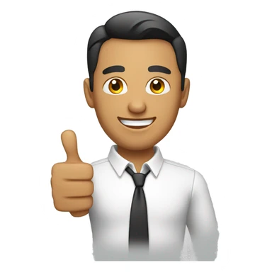 latin man with white shirt with thumbs up sticker