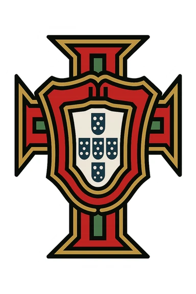 Portugal logo, classic crest style, traditional, detailed, red and green colors sticker