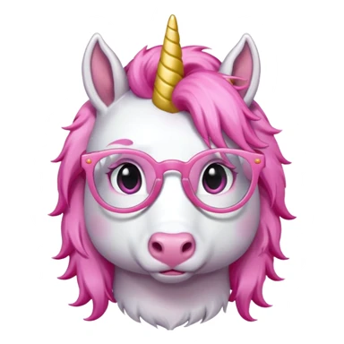 unicorn with glasses and pink hair sticker