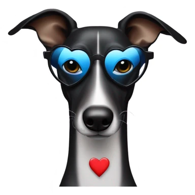 Black greyhound with love heart shaped sunglasses sticker