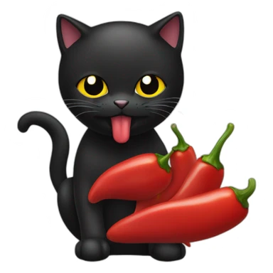Black Cat eat chili pepper sticker