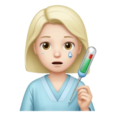 persona enferma con un termometro en la boca  sticker