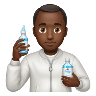 P Diddy holding a bottle of baby oil sticker