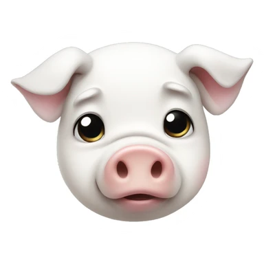 white pig with sad sticker