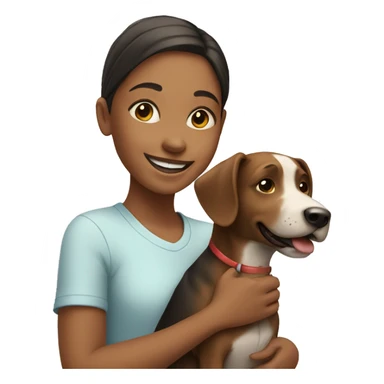 smiling girl with dog sticker