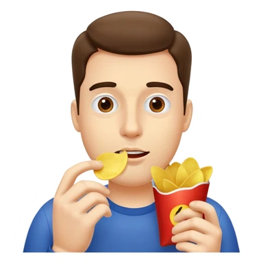 Man eating potato chips sticker