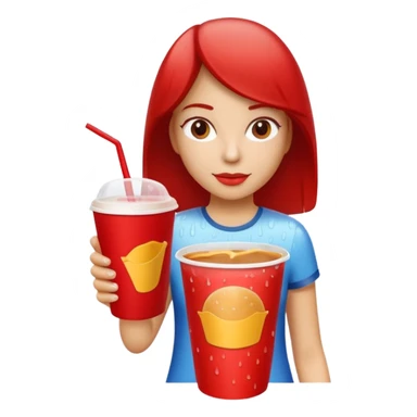 woman holding fastfood drink sticker