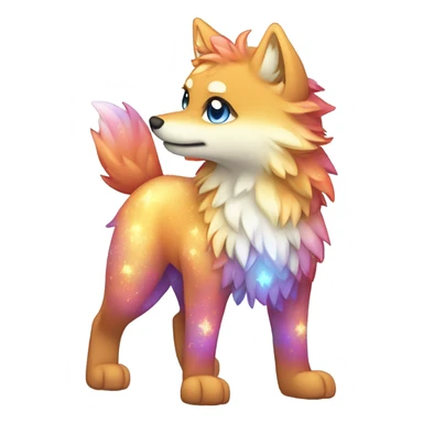Colorful Shiny Sparkly Fionbri-Falvie-sparkle-wolf-sona full body with intricate markings sticker