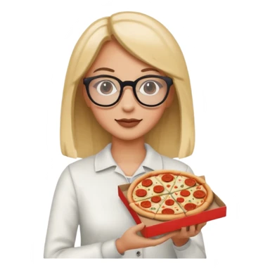 pizza take-out with glassess and long lashes sticker