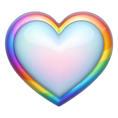 white heart with a rainbow shimmer sticker