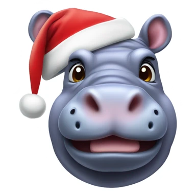 Hippo with a Santa hat  sticker