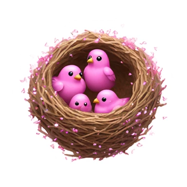 Pink birds nest with glitter sticker
