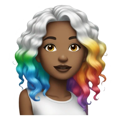 Rainbow hair beautiful girl with silver Lips sticker