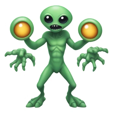 An alien with 6 arms and 5 eyes and 3 tails  sticker