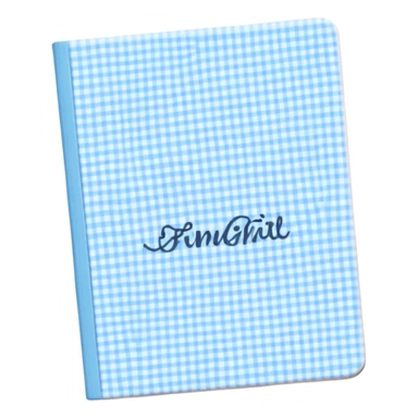 Cute  journal cover, pastel blue gingham pattern
Handwritten feminine typography, soft aesthetic, cozy girl vibe
Clean product mockup, minimal shadows, lifestyle stationery style sticker