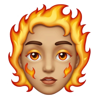 Tête avec des flammes les yeux et des bisous sur la joue sticker