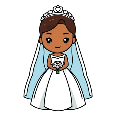 Medium brown skin lady, getting married sticker