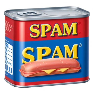 A can of classic “SPAM” (rectangular shaped can like the way spam is shaped) can you increase the red and blue colors here— more blue sticker