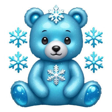 glitter bear with cyan snowflake sticker