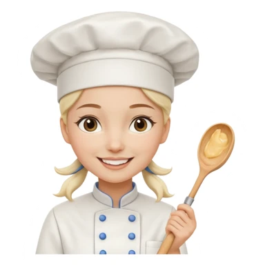 Young female baker - wearing a white chef's hat and holding a cream piping bag sticker