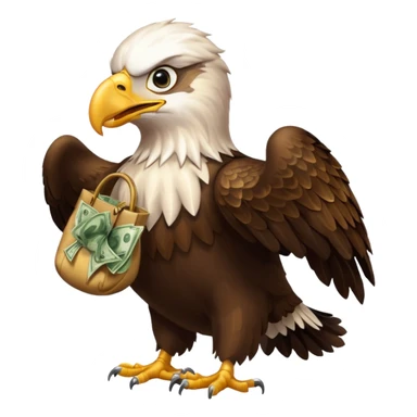 Eagle flying with money bag in mouth sticker