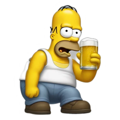 Homer Simpsons drinking beer sticker