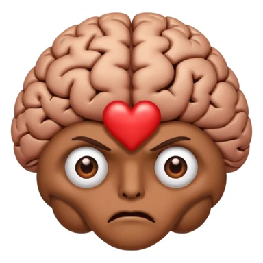 image of the brain with heart eyes and another image of the brain disgusted/angry sticker