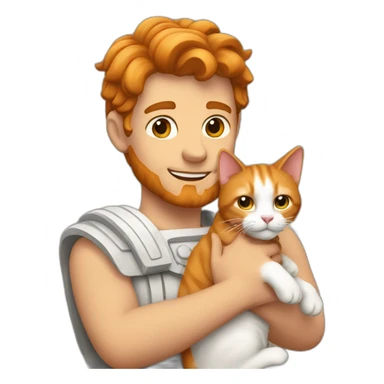 Roman with a Ginger white cat in the arms sticker