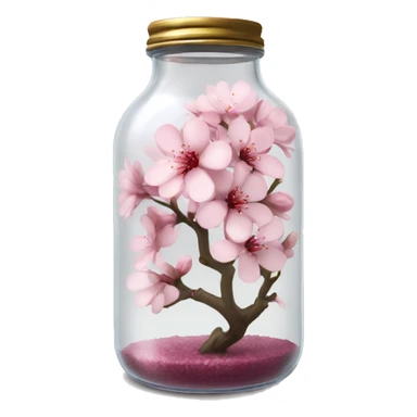 Realistic sakura flower in a transparent jar vase sticker