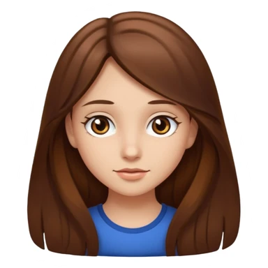 Emoji Fille cheveux long et brun yeux brun sticker