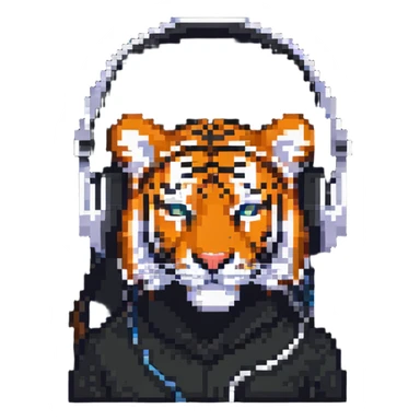 minimalist tiger wearing headphones sticker