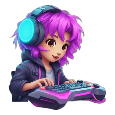 gamer setup neon cute sticker