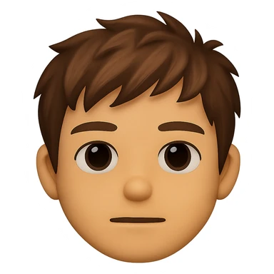 emoji face inspired by a young person with short tousled brown hair, light skin, neutral expression sticker