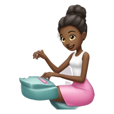 Girl getting a manicure at nail salon sticker