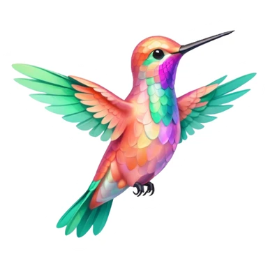 peach pink and mint humming bird, verywarm colours  sticker