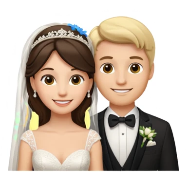 a brunette woman and a blonde man wedding day emoji sticker
