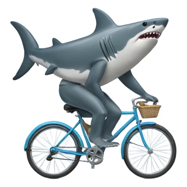 Shark riding a bike with legs and arms sticker