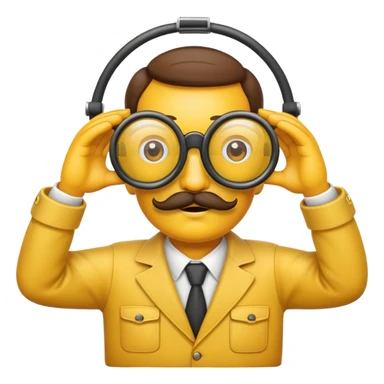 emoji with glasses and a mustache with binoculars  sticker