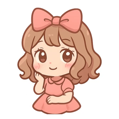pink bow, pretty and cute, chibi style sticker sticker